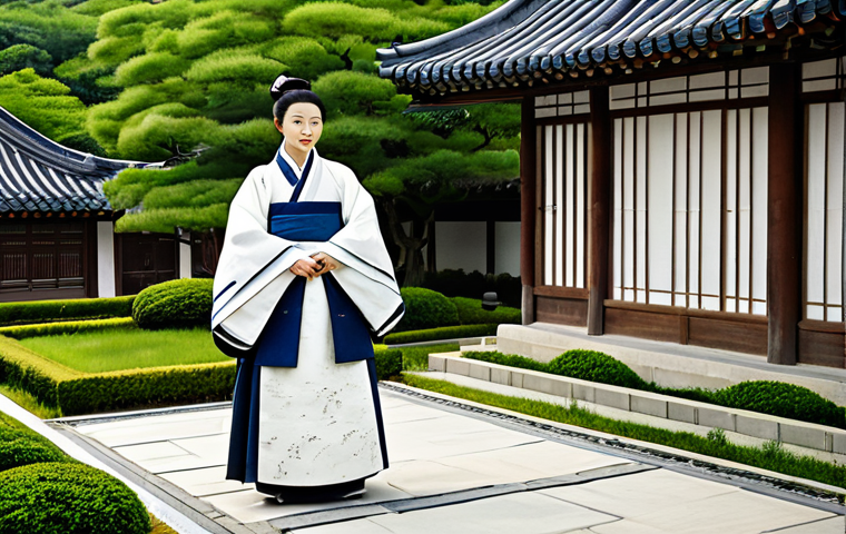 Aristocratic Lineage**

"A dignified Goryeo Dynasty nobleman, in elaborate, historical Korean clothing (Hanbok), holding a beautifully calligraphed Jokbo scroll. Background: a traditional Korean estate with tiled roofs and lush gardens. Fully clothed, appropriate attire, safe for work, perfect anatomy, natural proportions, professional historical illustration, family-friendly, modest clothing."

**