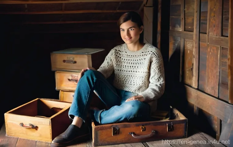 족보와 종친회 - Image Prompt 1: The Initial Discovery in the Attic**