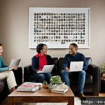 DNA 분석과 족보 - A warm, inviting family room scene showing a diverse group of people of various ages gathered around...